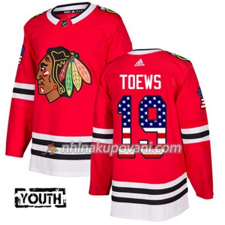 Chicago Blackhawks Dresy Jonathan Toews 19 2017-2018 USA Flag Fashion Černá Adidas Authentic - Dětské Chicago Blackhawks Dresy Jonathan Toews 19 2017-2018 USA Flag Fashion Černá Adidas Authentic - Dětské
